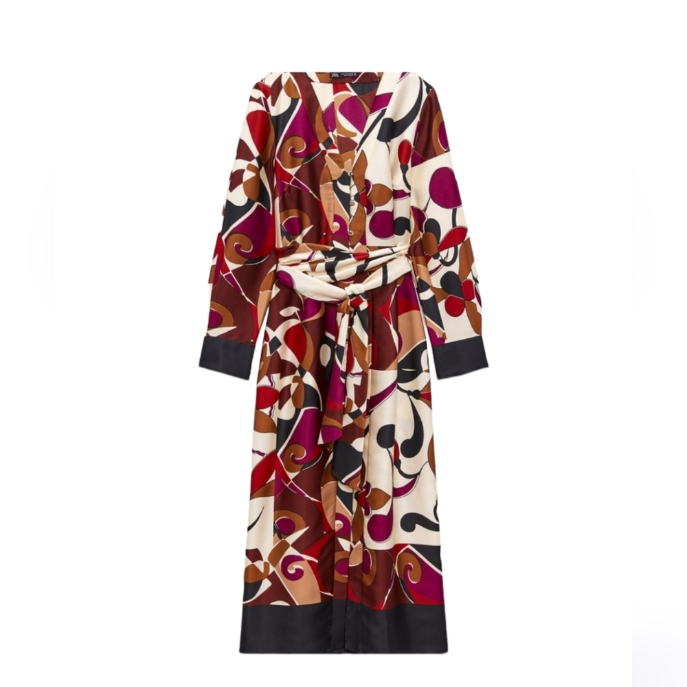 1101 NWT Zara PRINTED SHIRT DRESS SIZE XL
